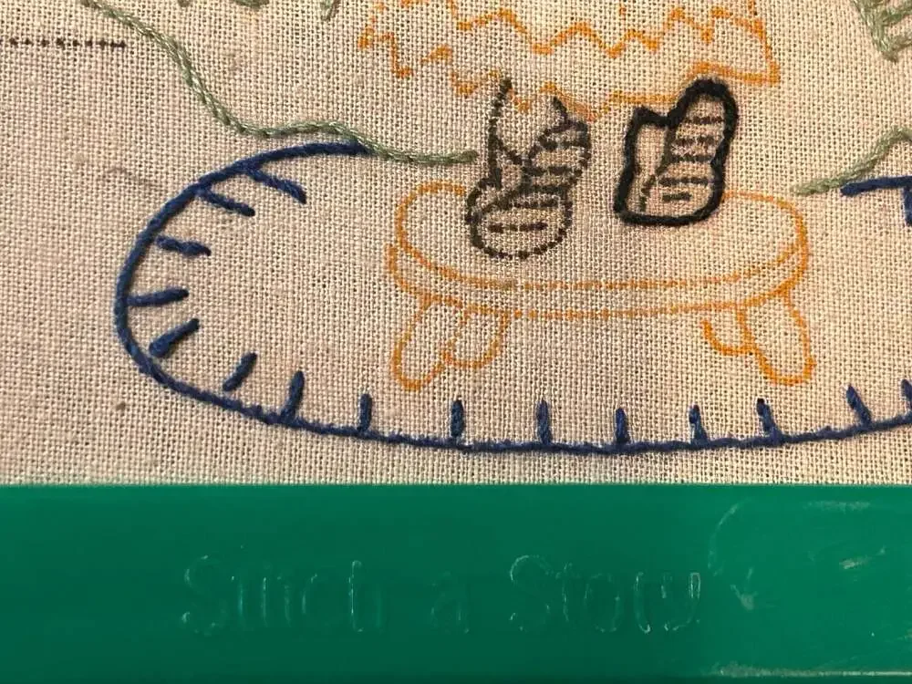 VTG Highland Art Embroidery Stitch a Story Wall Art A Penny Saved A Penny Earned